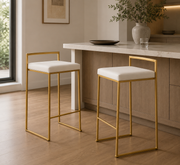 Upholstered Counter Stools with Metal Frame (Set of 2)