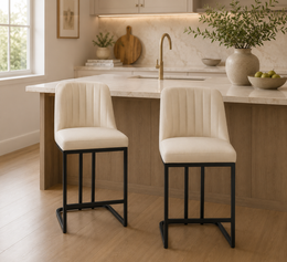 Industrial Faux Leather Counter Stools (Set of 2)