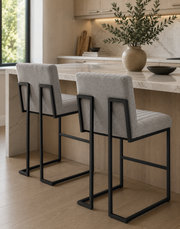 Channel Tufted Fabric Counter Stools (Set of 2)