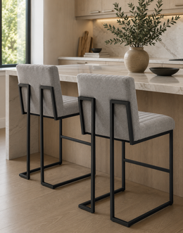 Channel Tufted Fabric Counter Stools (Set of 2)