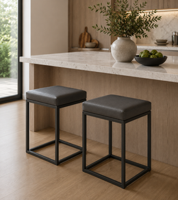 Backless Linen Counter Stools (Set of 2)