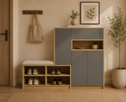 Two Tone Shoe Cabinet with Bench