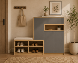 Two Tone Shoe Cabinet with Bench