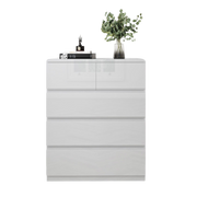 Grey Gloss Narrow Chest of 5 Drawers