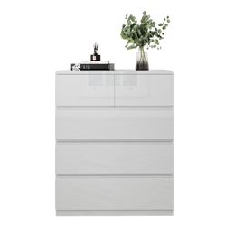 Grey Gloss Narrow Chest of 5 Drawers