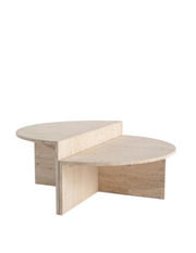 Orbit Round Travertine Coffee Table (Nesting Set)
