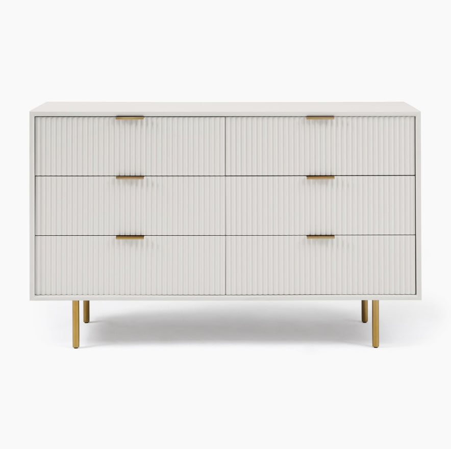 Slate 6 Drawers Fluted Dresser