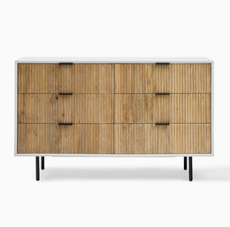 Slate 6 Drawers Fluted Dresser