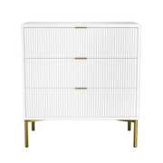 High Gloss White and Gold Chest of 3 Drawer’s