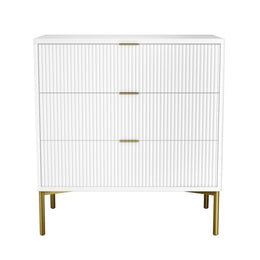 High Gloss White and Gold Chest of 3 Drawer’s
