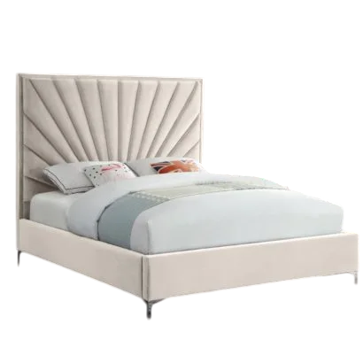 Cross Tufted High Headboard Velvet Upholstery Bed