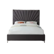 Cross Tufted High Headboard Velvet Upholstery Bed