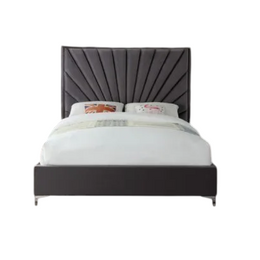 Cross Tufted High Headboard Velvet Upholstery Bed