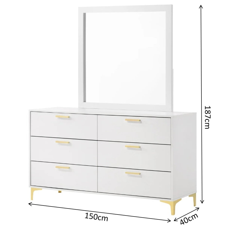 Elanor 6 Drawers Dresser with Mirror