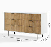 Slate 6 Drawers Fluted Dresser