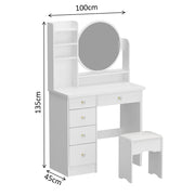 Vantelle Mirrored Dresser with Stool