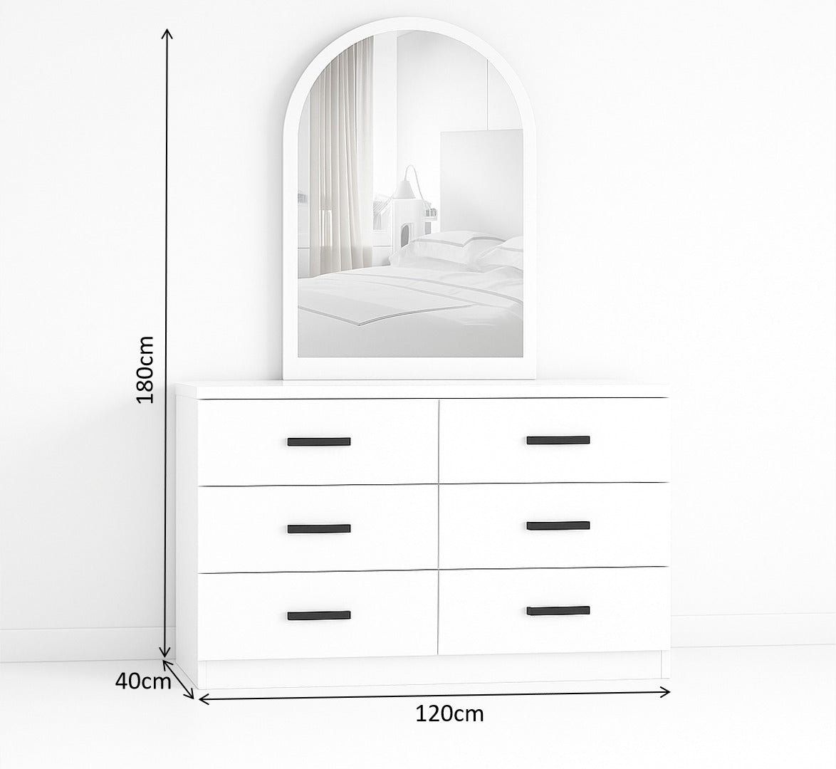 Ivessa 6 Drawers Dresser with Mirror