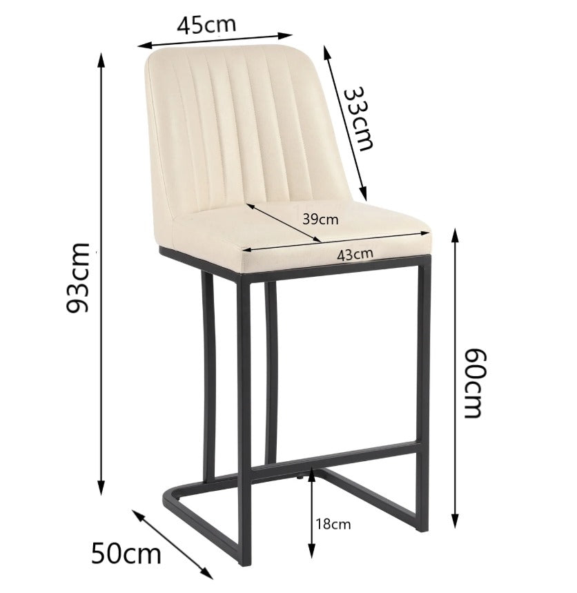 Industrial Faux Leather Counter Stools (Set of 2)