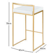 Upholstered Counter Stools with Metal Frame (Set of 2)