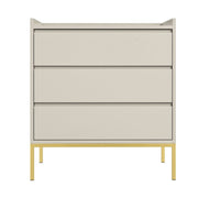Modern Beige Chest of 3 Drawers with Gold Legs