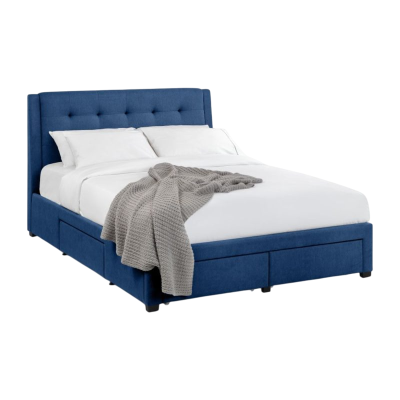 Fullerton Blue Fabric 4 Drawer Storage Bed