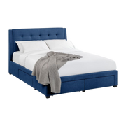 Fullerton Blue Fabric 4 Drawer Storage Bed