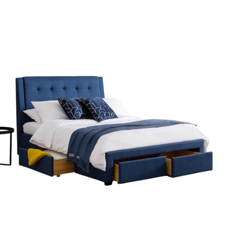 Fullerton Blue Fabric 4 Drawer Storage Bed