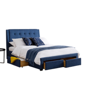 Fullerton Blue Fabric 4 Drawer Storage Bed