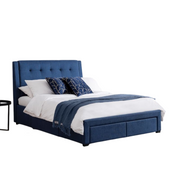 Fullerton Blue Fabric 4 Drawer Storage Bed