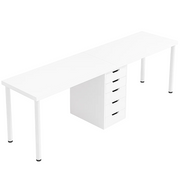 Two Person Computer Desk with 5 Drawers