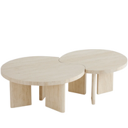 Belluno Round Travertine Set